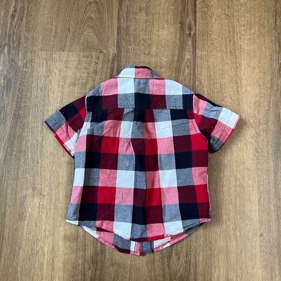 Gymboree Madras Shortalls & Plaid Button Down Shirt American Patriotic Sz 12-18 - Picture 11 of 12